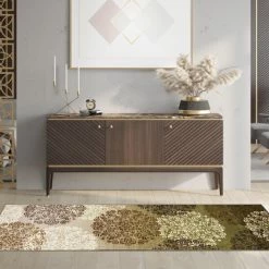 Best Pirce 😀 Miranda Haus Branston Printed Non-Slip Washable Indoor Area Rug Brown 🥰