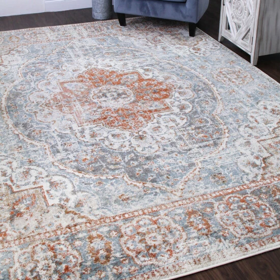 Budget π― Miranda Haus Brody Canal Blue Oriental Medallion Farmhouse Area Rug π 4 Budget π― Miranda Haus Brody Canal Blue Oriental Medallion Farmhouse Area Rug π - Image 2