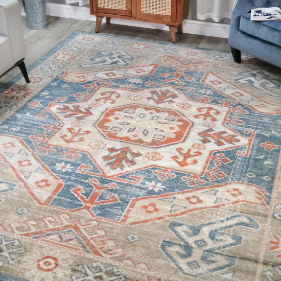 Promo 𧨠Miranda Haus Southwestern Tribal Medallion Distressed Indoor Area Rug Blue π 3 Promo 𧨠Miranda Haus Southwestern Tribal Medallion Distressed Indoor Area Rug Blue π
