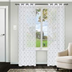 Deals 🔥 Miranda Haus Jacot Sheer Grommet Curtain Panel Pair White ⭐