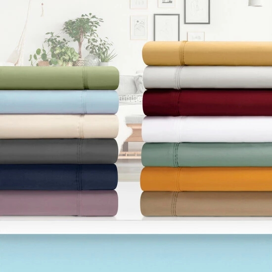 Brand new 🔔 Miranda Haus 1200 Thread Count Egyptian Cotton Solid Pillowcase Set Dijon 🔔 3 Brand new 🔔 Miranda Haus 1200 Thread Count Egyptian Cotton Solid Pillowcase Set Dijon 🔔