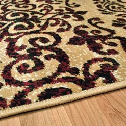Best Sale 🎁 Miranda Haus Modern Oriental Damask Polypropylene Indoor Area Rug Gold 🧨 -Miranda Haus Shop unnamed file 2366