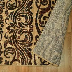 Best Sale 🎁 Miranda Haus Modern Oriental Damask Polypropylene Indoor Area Rug Gold 🧨 -Miranda Haus Shop unnamed file 2367