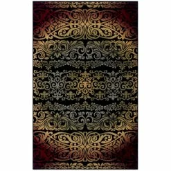Best Sale 🎁 Miranda Haus Modern Oriental Damask Polypropylene Indoor Area Rug Gold 🧨 -Miranda Haus Shop unnamed file 2371