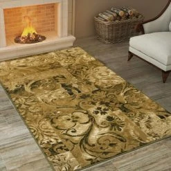 Budget 😉 Miranda Haus Modern Scroll Geometric Tiles Area Rug Collection Camel ⌛