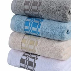 Discount 🤩 Miranda Haus Cotton 6 Piece Bathroom Towel Set With Geometric Border White 👏
