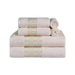 Discount 🤩 Miranda Haus Cotton 6 Piece Bathroom Towel Set With Geometric Border White 👏 -Miranda Haus Shop unnamed file 2390