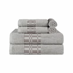Discount 🤩 Miranda Haus Cotton 6 Piece Bathroom Towel Set With Geometric Border White 👏 -Miranda Haus Shop unnamed file 2395