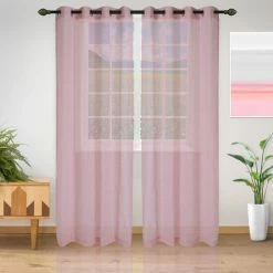 Flash Sale 🌟 Miranda Haus Burdett Sheer Grommet Curtain Panel Pair Pink ✔️ -Miranda Haus Shop unnamed file 2439