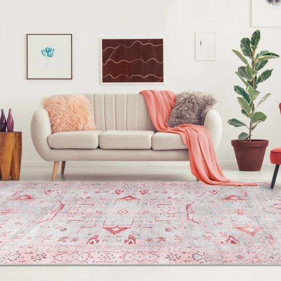 Best deal π Miranda Haus Boho Geometric Distressed Indoor Polyester Area Rug Berry Red π 3 Best deal π Miranda Haus Boho Geometric Distressed Indoor Polyester Area Rug Berry Red π