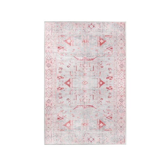 Best deal π Miranda Haus Boho Geometric Distressed Indoor Polyester Area Rug Berry Red π 4 Best deal π Miranda Haus Boho Geometric Distressed Indoor Polyester Area Rug Berry Red π - Image 2
