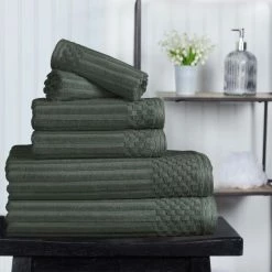 Promo ⌛ Miranda Haus 100% Cotton 6-Piece Solid And Checkered Border Towel Set Charcoal ❤️ -Miranda Haus Shop unnamed file 2648