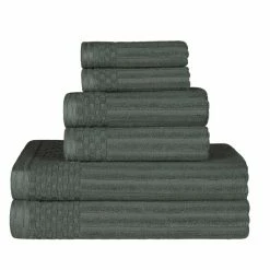 Promo ⌛ Miranda Haus 100% Cotton 6-Piece Solid And Checkered Border Towel Set Charcoal ❤️ -Miranda Haus Shop unnamed file 2649