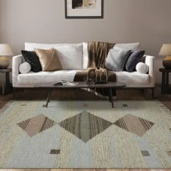 Outlet 👍 Miranda Haus Eco-Friendly Cabinda Handwoven Wool And Cotton Area Rug Light Blue 🎉 -Miranda Haus Shop unnamed file 2691