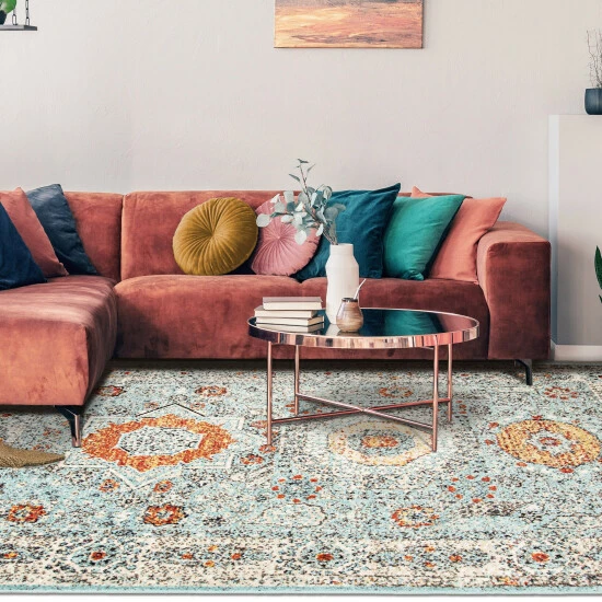 New β€οΈ Miranda Haus Rhysling Southwestern Tribal Medallion Area Rug Light Blue π 7 New β€οΈ Miranda Haus Rhysling Southwestern Tribal Medallion Area Rug Light Blue π - Image 5