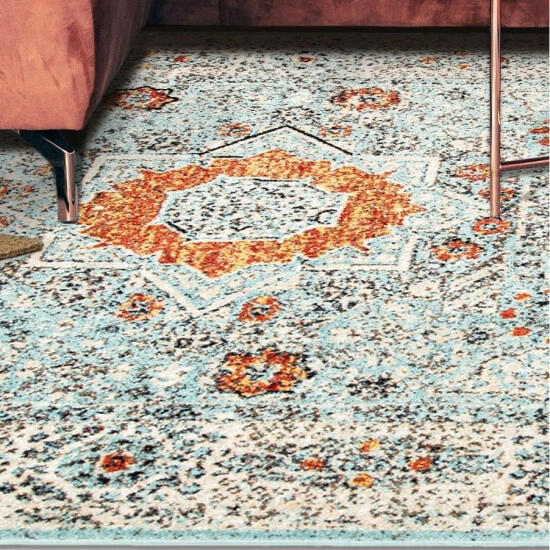 New β€οΈ Miranda Haus Rhysling Southwestern Tribal Medallion Area Rug Light Blue π 8 New β€οΈ Miranda Haus Rhysling Southwestern Tribal Medallion Area Rug Light Blue π - Image 6