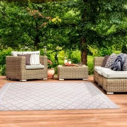 Wholesale 🎁 Miranda Haus Modern Geometric Lattice Indoor/ Outdoor Area Rug Beige 🥰