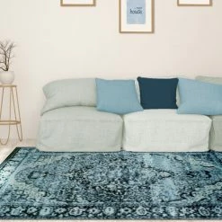 Budget 🤩 Miranda Haus Stirling Distressed Medallion Indoor Area Rug Collection Blue ✔️ -Miranda Haus Shop unnamed file 2721