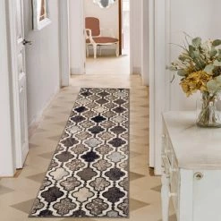 Cheap ✔️ Miranda Haus Auden Non-Slip Geometric Trellis Foldable Washable Area Rug Ivory 🔔
