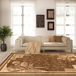 Best reviews of 🔥 Miranda Haus Minimalist Modern Floral Power-Loomed Indoor Area Rug Taupe ✔️