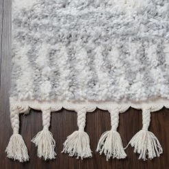 Hot Sale 🔔 Miranda Haus Bohemian Geometric Indoor Plush Shag Area Rug With Tassels Grey/cream 👍 -Miranda Haus Shop unnamed file 2759