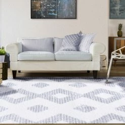 Hot Sale 🔔 Miranda Haus Bohemian Geometric Indoor Plush Shag Area Rug With Tassels Grey/cream 👍 -Miranda Haus Shop unnamed file 2763