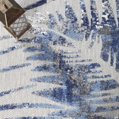 Deals ⌛ Miranda Haus Botanical Leaves Polypropylene Indoor/Outdoor Area Rug Grey ✔️ -Miranda Haus Shop unnamed file 2777