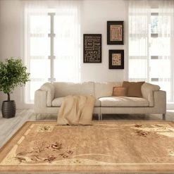 Best reviews of 🔥 Miranda Haus Minimalist Modern Floral Power-Loomed Indoor Area Rug Taupe ✔️ -Miranda Haus Shop unnamed file 281