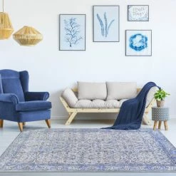 Outlet ✔️ Miranda Haus Boho Distressed Floral Indoor Polyester Area Rug Charcoal 🔔 -Miranda Haus Shop unnamed file 2834