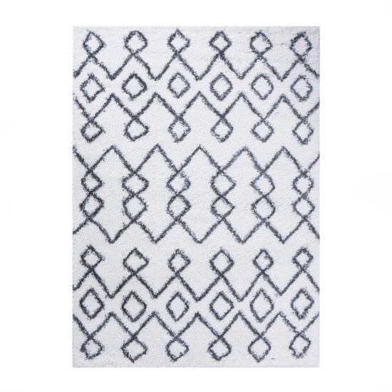 Brand new ✨ Miranda Haus Boho Geometric Diamonds Indoor Plush Shag Area Rug Black/cream ⌛ 4 Brand new ✨ Miranda Haus Boho Geometric Diamonds Indoor Plush Shag Area Rug Black/cream ⌛ - Image 2