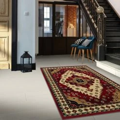 Deals 😍 Miranda Haus Folk Diamond Rustic Eclectic Power-Loomed Indoor Area Rug Red 🎁 -Miranda Haus Shop unnamed file 2977