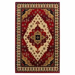 Deals 😍 Miranda Haus Folk Diamond Rustic Eclectic Power-Loomed Indoor Area Rug Red 🎁 -Miranda Haus Shop unnamed file 2978