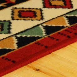 Deals 😍 Miranda Haus Folk Diamond Rustic Eclectic Power-Loomed Indoor Area Rug Red 🎁 -Miranda Haus Shop unnamed file 2979