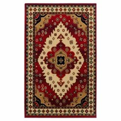Deals 😍 Miranda Haus Folk Diamond Rustic Eclectic Power-Loomed Indoor Area Rug Red 🎁 -Miranda Haus Shop unnamed file 2981