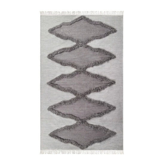 Hot Sale β Miranda Haus Bohemian Diamond Handmade Wool Indoor Area Rug With Cotton Backing And Fringes Slate π 5 Hot Sale β Miranda Haus Bohemian Diamond Handmade Wool Indoor Area Rug With Cotton Backing And Fringes Slate π - Image 3