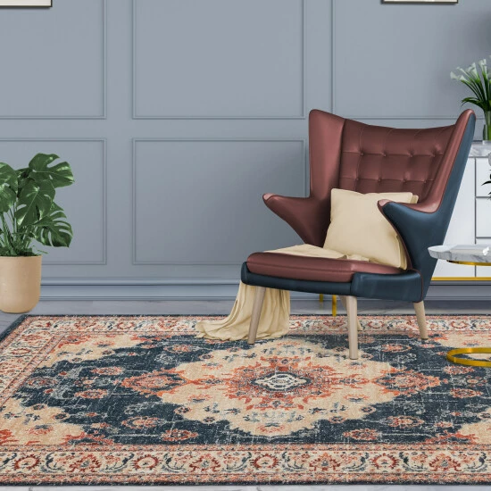 Hot Sale β Miranda Haus Octavia Medallion Area Rug Dark Blue π₯° 9 Hot Sale β Miranda Haus Octavia Medallion Area Rug Dark Blue π₯° - Image 7