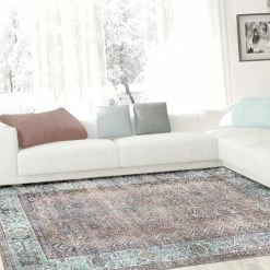 Budget 🔥 Miranda Haus Oriental Vintage Medallion Power-Loomed Indoor Area Rug Baby Blue 🔥