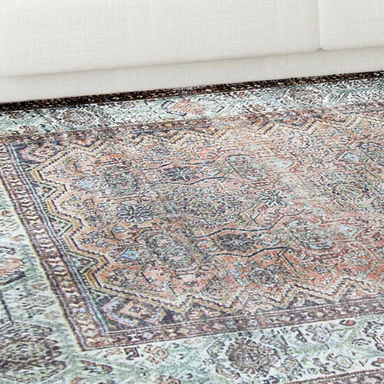 Budget π₯ Miranda Haus Oriental Vintage Medallion Power-Loomed Indoor Area Rug Baby Blue π₯ 8 Budget π₯ Miranda Haus Oriental Vintage Medallion Power-Loomed Indoor Area Rug Baby Blue π₯ - Image 6