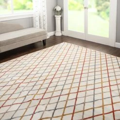 Budget 🌟 Miranda Haus Modern Geometric Diamond Trellis Indoor Area Rug Bone 🔔 -Miranda Haus Shop unnamed file 3093
