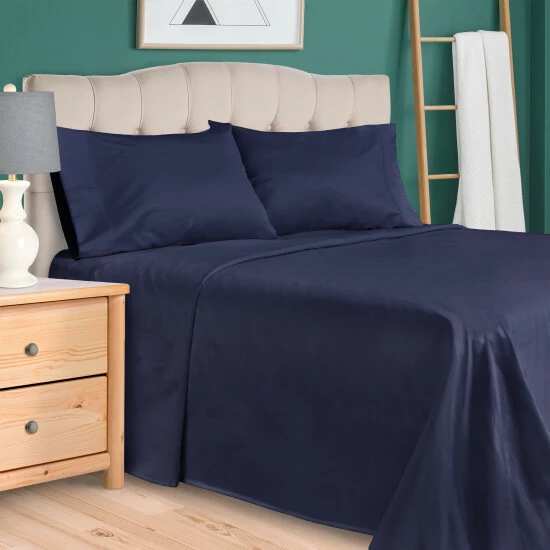 Discount π Miranda Haus Egyptian Cotton Sateen 300-Thread Count Solid Sheet Set- Split King Navy Blue π€© 4 Discount π Miranda Haus Egyptian Cotton Sateen 300-Thread Count Solid Sheet Set- Split King Navy Blue π€© - Image 2