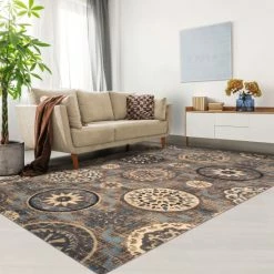 Deals 🤩 Miranda Haus Abner Floral Mandala Farmhouse Area Rug Collection Taupe 🎁 -Miranda Haus Shop unnamed file 3132