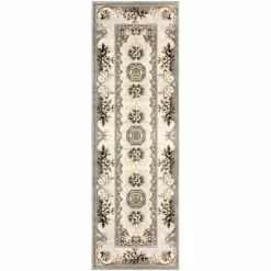 Budget 👏 Miranda Haus Traditional Floral Scroll Polypropylene Indoor Area Rug Light Grey 🎁 -Miranda Haus Shop unnamed file 3195