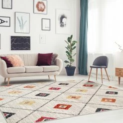 Best reviews of ✔️ Miranda Haus Anton Modern Geometric Lattice Area Rug Sandstone 🤩