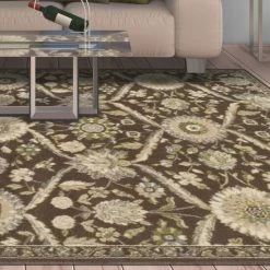Best Pirce 🎉 Miranda Haus Vintage Floral Polypropylene Indoor Brown Area Rug 🔔 -Miranda Haus Shop unnamed file 3250