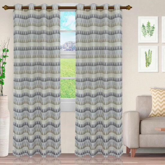 Cheap ๐ Modern Jacquard Sand Semi-Sheer Window Curtain Panels By Miranda Haus โจ 4 Cheap ๐ Modern Jacquard Sand Semi-Sheer Window Curtain Panels By Miranda Haus โจ - Image 2