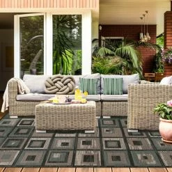 Promo 🌟 Miranda Haus Colburn Modern Squares Indoor/Outdoor Area Rug Collection 🛒