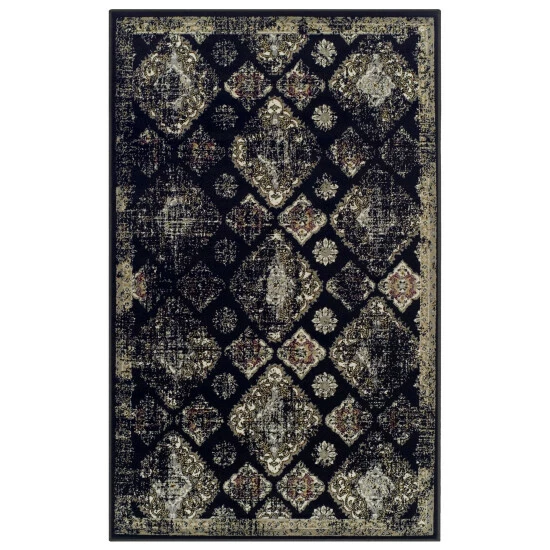 Best Sale π Miranda Haus Modern Distressed Damask Polypropylene Indoor Area Rug Black 𧨠4 Best Sale π Miranda Haus Modern Distressed Damask Polypropylene Indoor Area Rug Black 𧨠- Image 2
