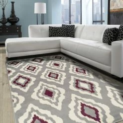 Brand new 🎁 Miranda Haus Diamond Modern Geometric Indoor Area Rug Collection Baby Blue ⭐ -Miranda Haus Shop unnamed file 3509