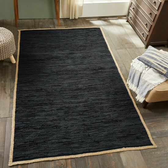 Brand new π Miranda Haus Hand-Woven Firma Leather Cotton And Jute Area Rug Steel Blue π― 4 Brand new π Miranda Haus Hand-Woven Firma Leather Cotton And Jute Area Rug Steel Blue π― - Image 2