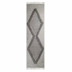Hot Sale 😉 Miranda Haus Rustic Diamond Bohemian Handmade Wool Indoor Area Rug With Cotton Backing And Fringes Slate 🎁 -Miranda Haus Shop unnamed file 3603